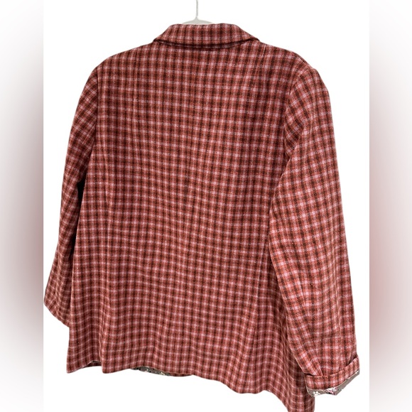 Sundance NWOT The Lisa Plaid Blazer Floral Lined Wool Blend Womens Size XL - Picture 3 of 5